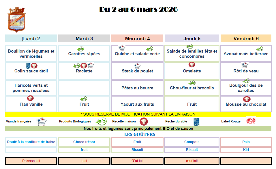 2026 03 02 Menus Ecole